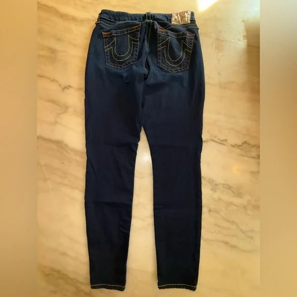 True Religion Curvy Skinny Jeans Womens Size 31 Blue Dark Wash Stretch Denim - Picture 6 of 12